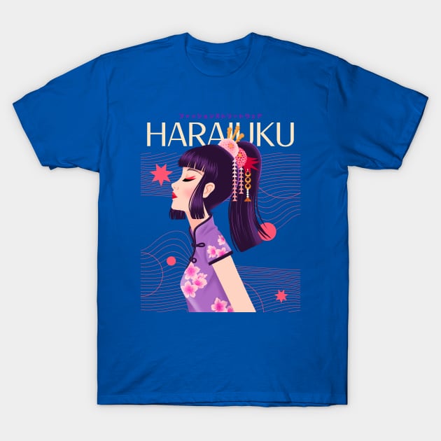harajuku Girl Japan Japanese T-Shirt by Tip Top Tee's